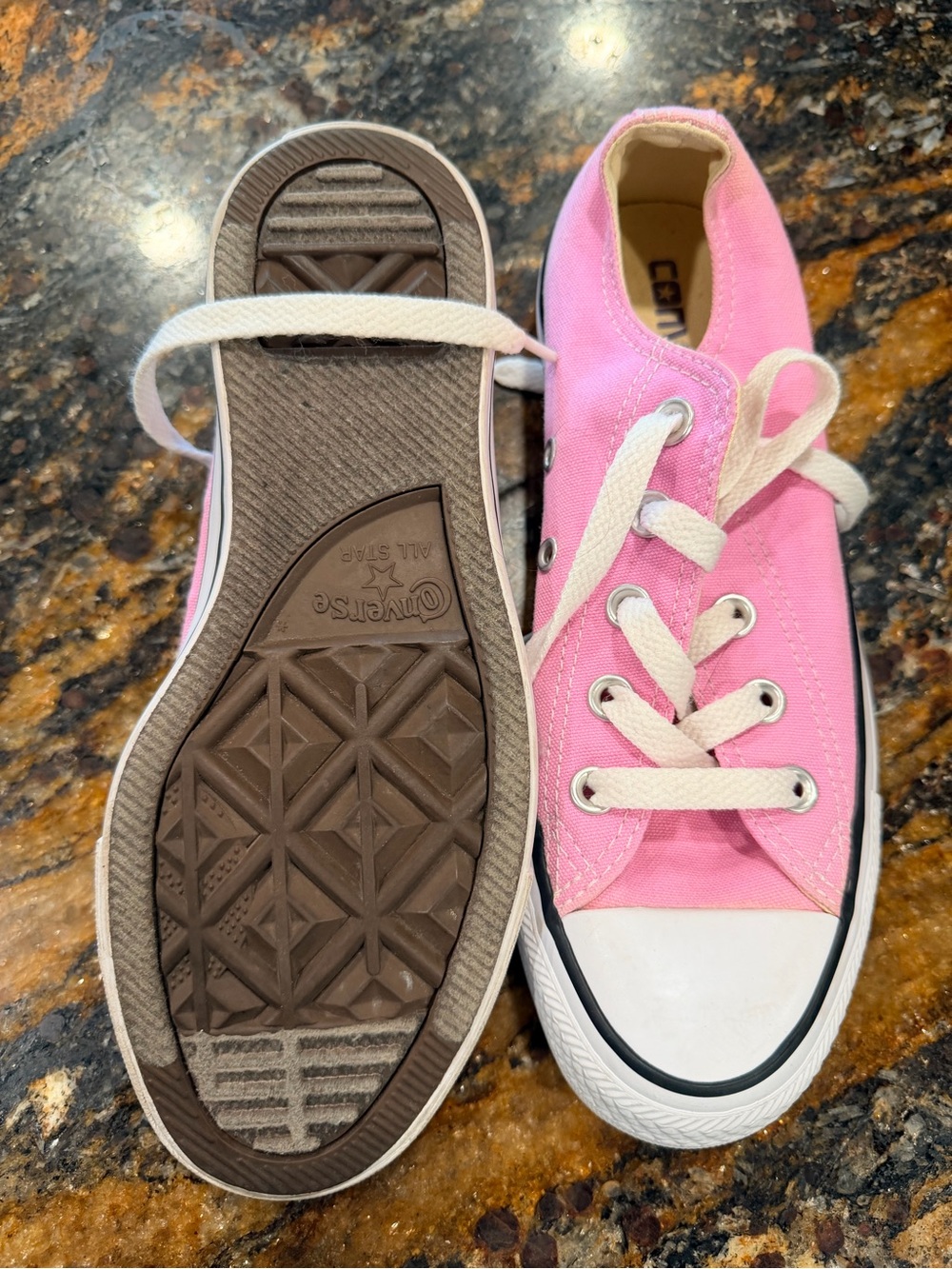 Converse Pink and Cream Low-Top Canvas Sneakers - Picture 2 of 3